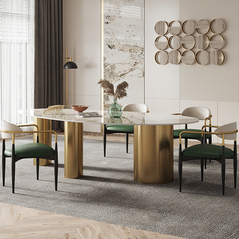 Metal Traditional Luxury Oval Indoor Table Marble Top Table with 3 Legs