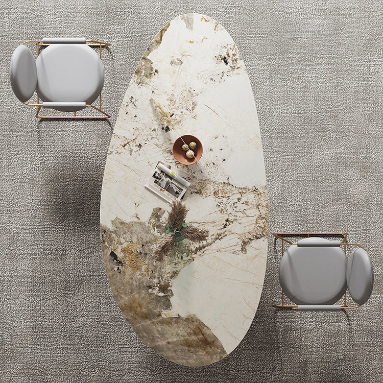 Metal Traditional Luxury Oval Indoor Table Marble Top Table with 3 Legs