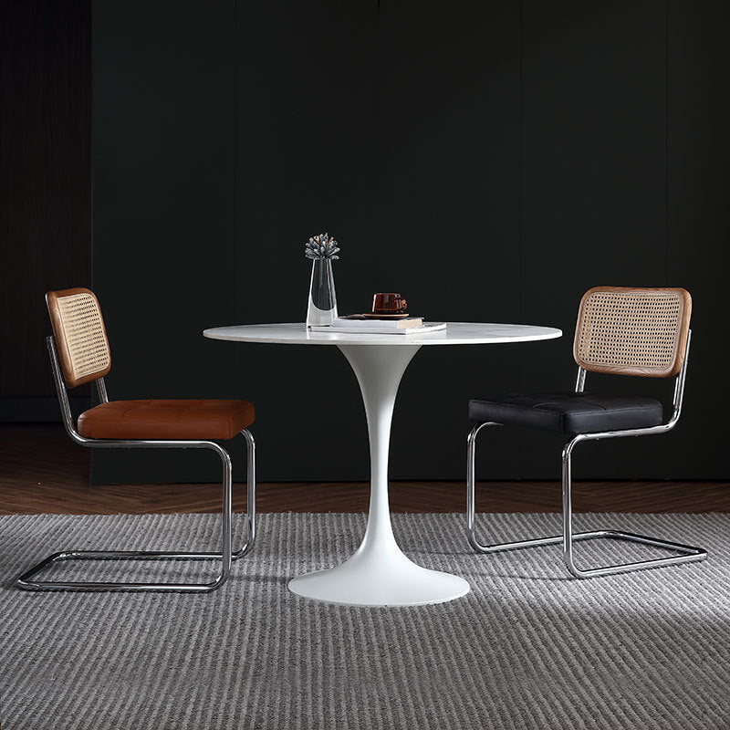 Stone Top Dining Table Modern Round Dining Table with Pedestal Base