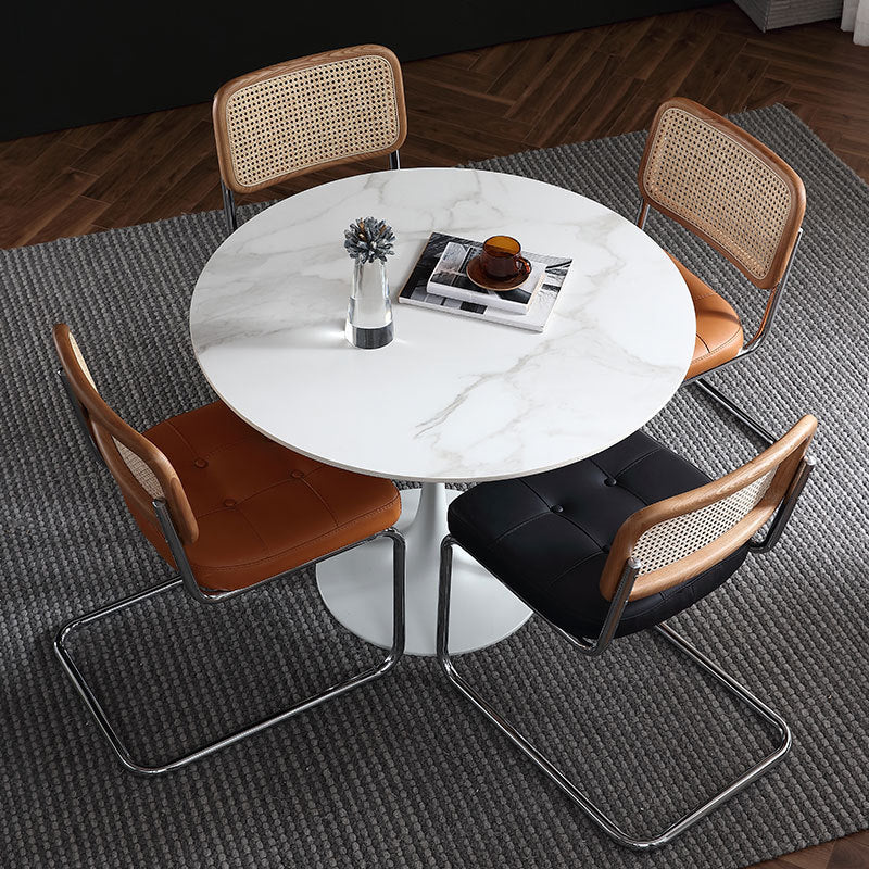 Stone Top Dining Table Modern Round Dining Table with Pedestal Base