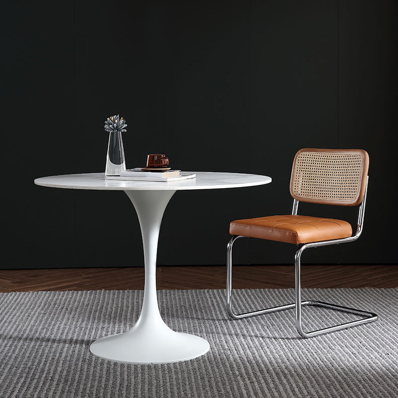 Stone Top Dining Table Modern Round Dining Table with Pedestal Base