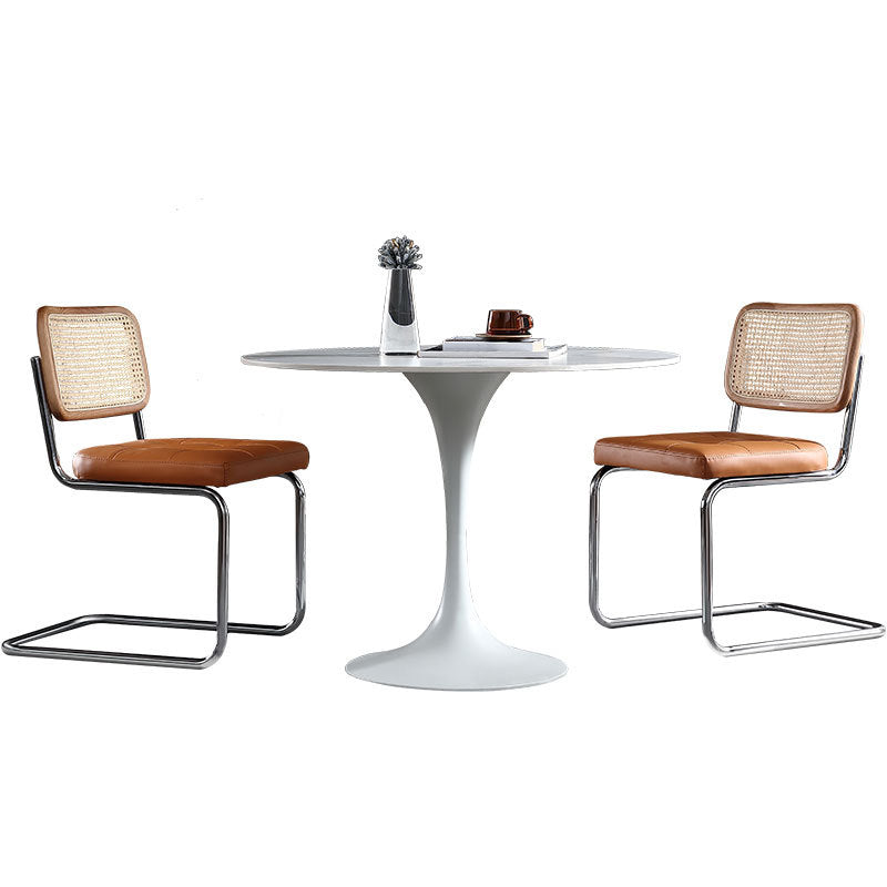 Stone Top Dining Table Modern Round Dining Table with Pedestal Base