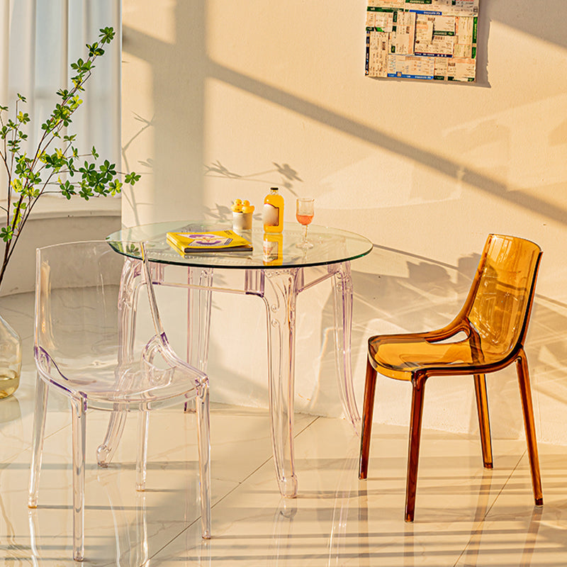 Modern Glass Dining Table Clear Dining Table with Plastic Base