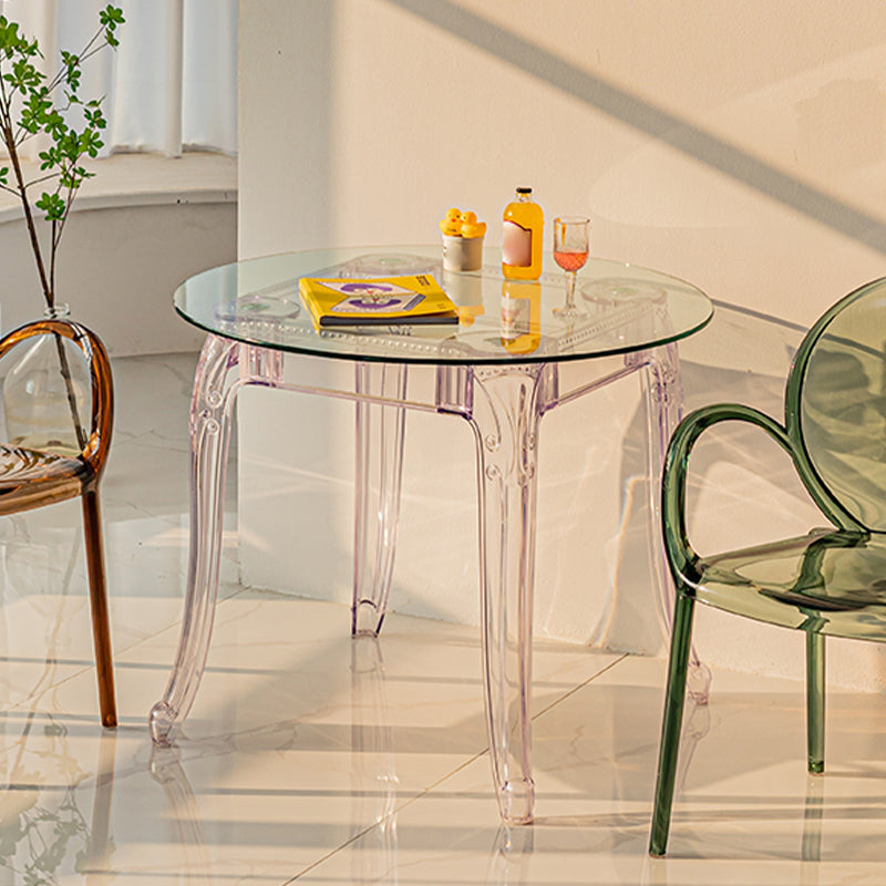 Modern Glass Dining Table Clear Dining Table with Plastic Base