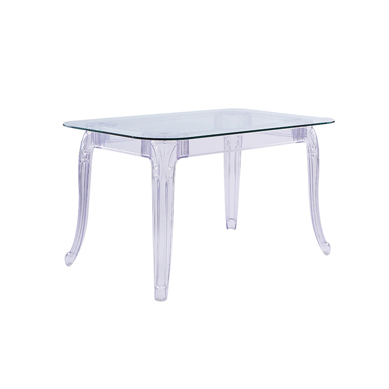 Modern Glass Dining Table Clear Dining Table with Plastic Base