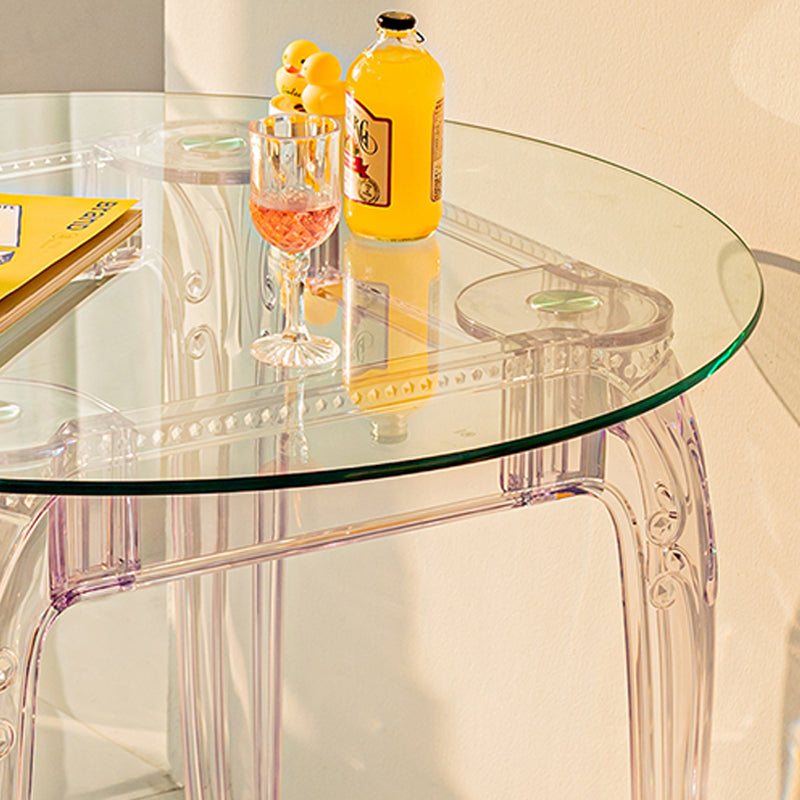 Modern Glass Dining Table Clear Dining Table with Plastic Base