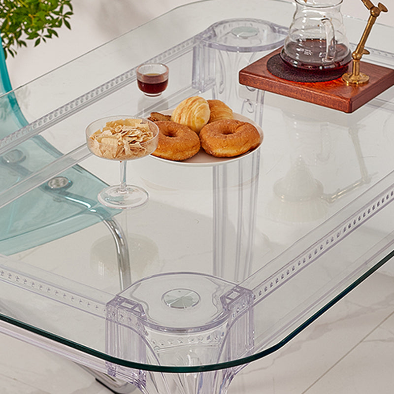 Modern Glass Dining Table Clear Dining Table with Plastic Base