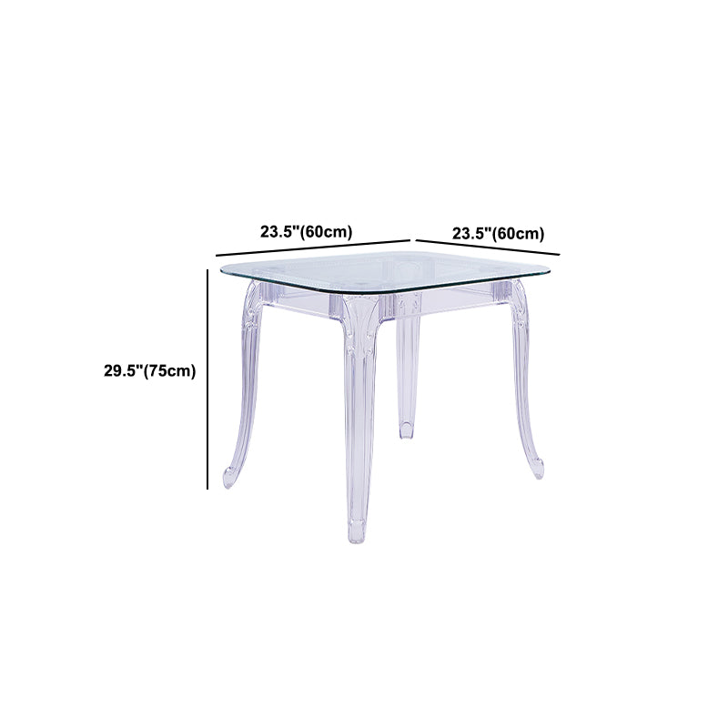 Modern Glass Dining Table Clear Dining Table with Plastic Base