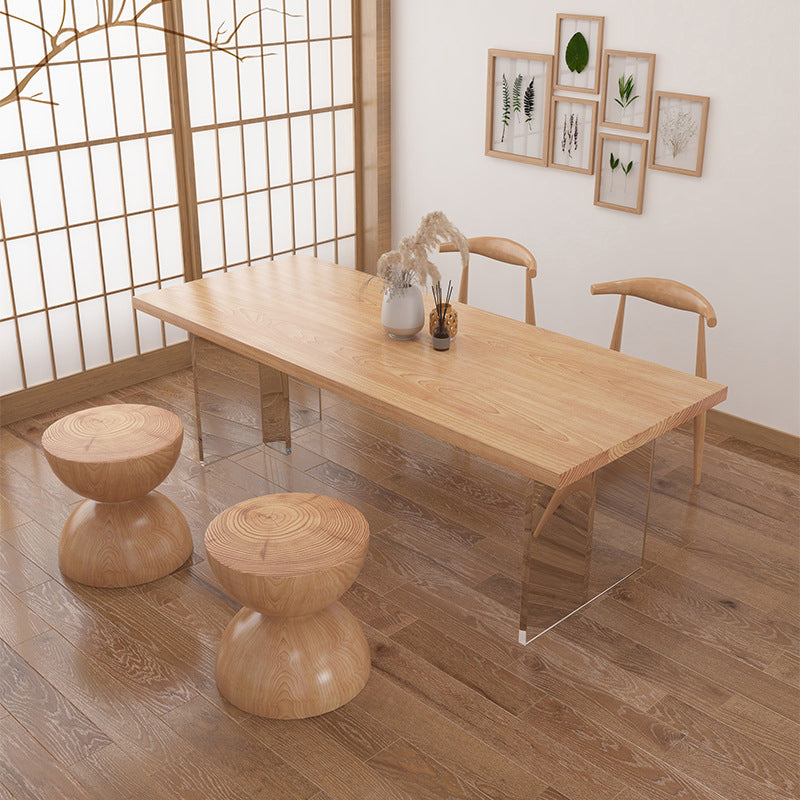 Pine Wood Top Dining Table Traditional Luxury Solid Wood Table with Sled Base