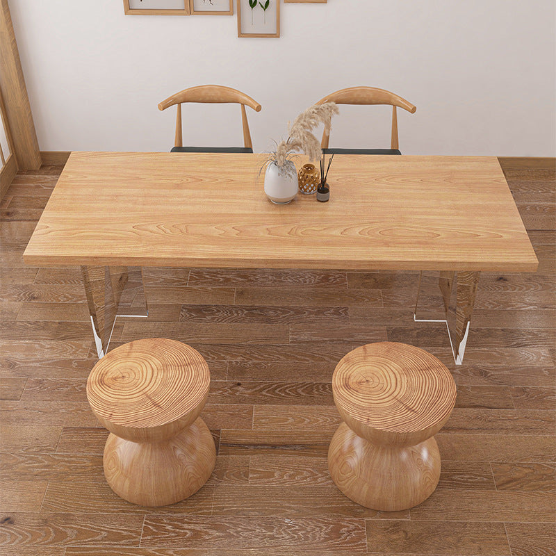 Pine Wood Top Dining Table Traditional Luxury Solid Wood Table with Sled Base