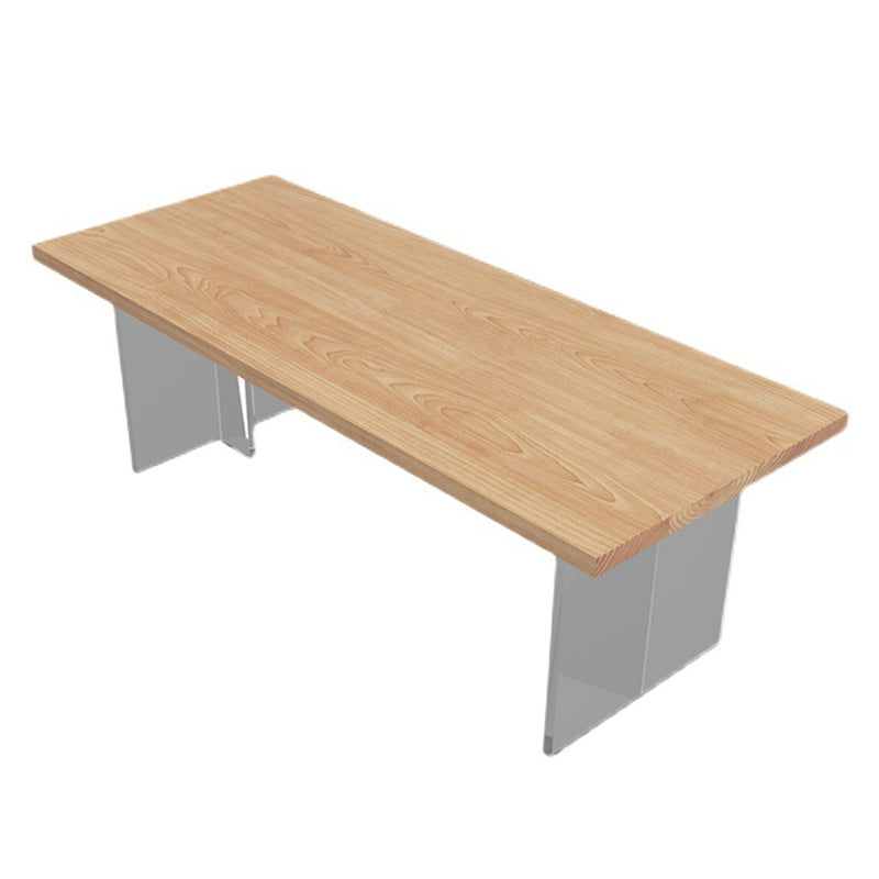 Pine Wood Top Dining Table Traditional Luxury Solid Wood Table with Sled Base