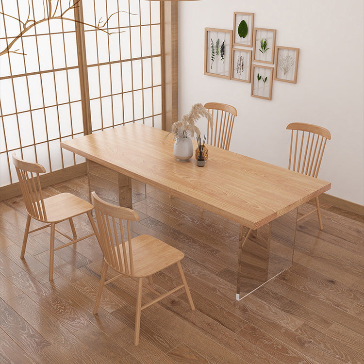 Pine Wood Top Dining Table Traditional Luxury Solid Wood Table with Sled Base