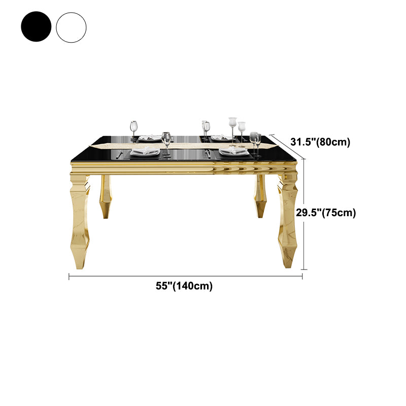 Metal Traditional Luxury Rectangle Indoor Table Glass Top Table with 4 Legs