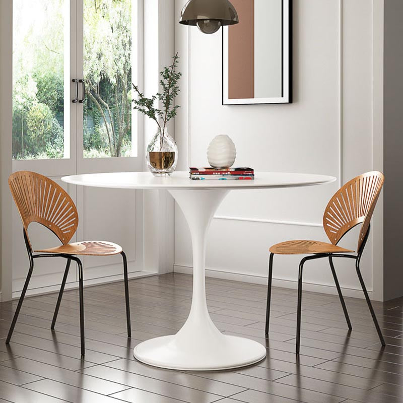 Stone Top Dining Table Modern Round Table with Pedestal Base