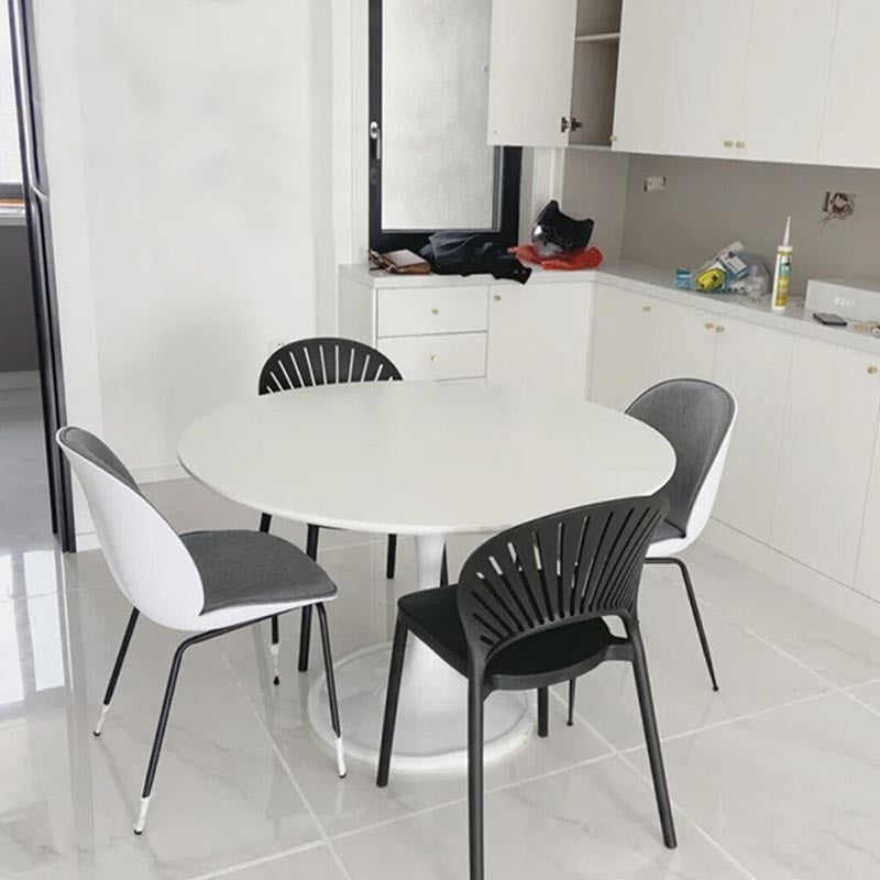 Stone Top Dining Table Modern Round Table with Pedestal Base