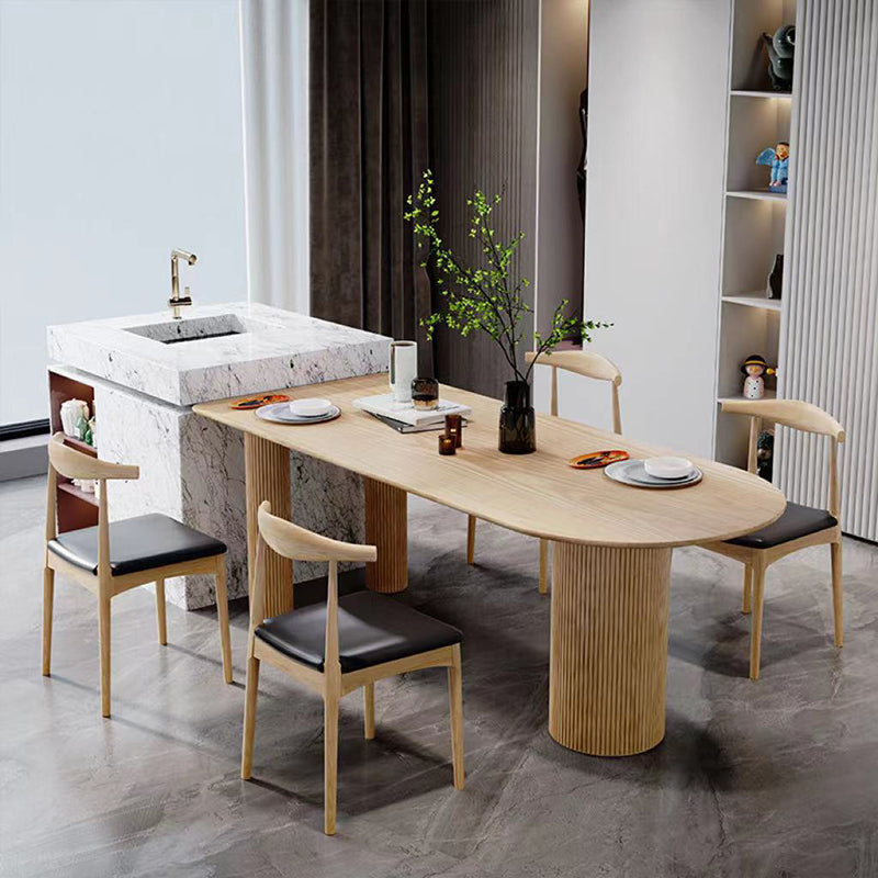 Modern Ash Wood Table for Restaurant Oval Table with 3 Wood Legs