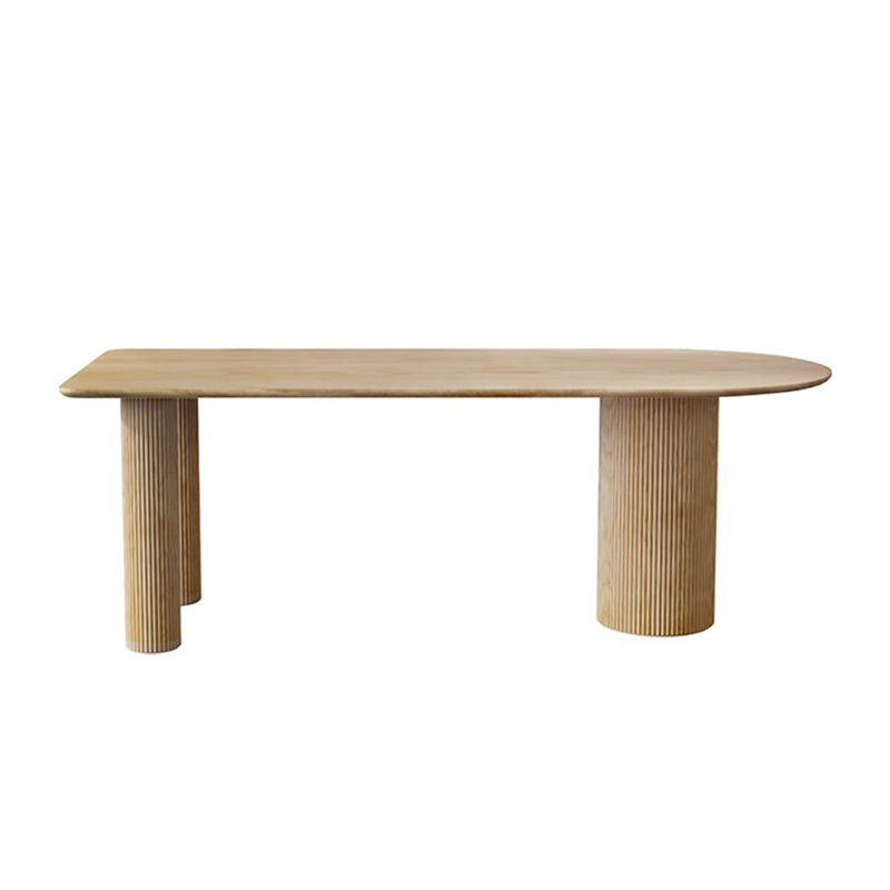 Modern Ash Wood Table for Restaurant Oval Table with 3 Wood Legs