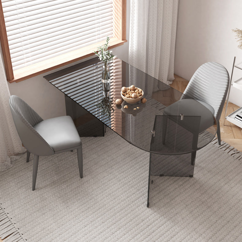 Contemporary Free Form Table Clear Glass Top Table for Dining Room