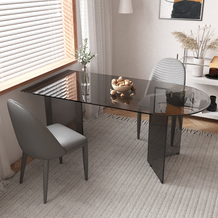 Contemporary Free Form Table Clear Glass Top Table for Dining Room