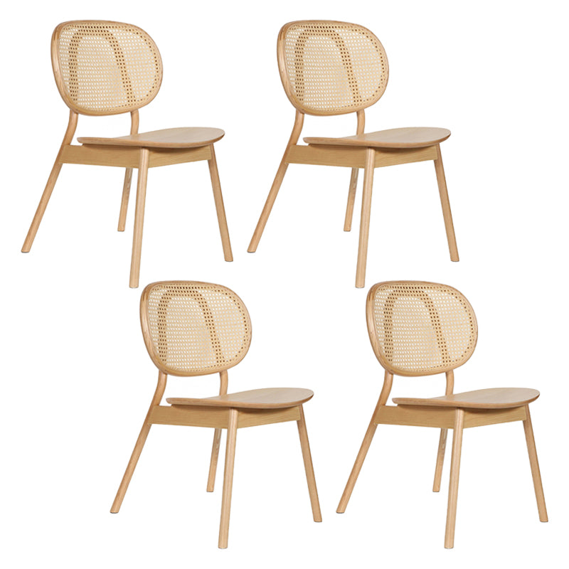 Contemporary Wood Dining Armless Chair Open Back Dining Side Chair for Home Use