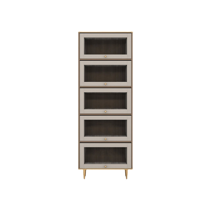 Glam Standard Bookcase Metal Frame Manufactured Wood Bookshelf with Glass Doors