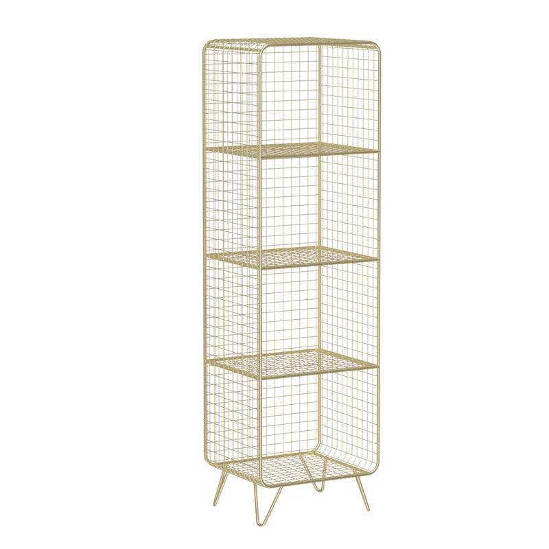 Glam Style Standard Bookshelf Metal Closed Back Shelf Bookcase for Home Use