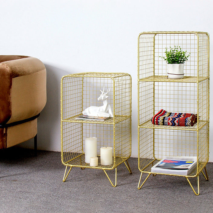 Glam Style Metal Bookshelf Closed Back Standard Shelf Bookcase for Home