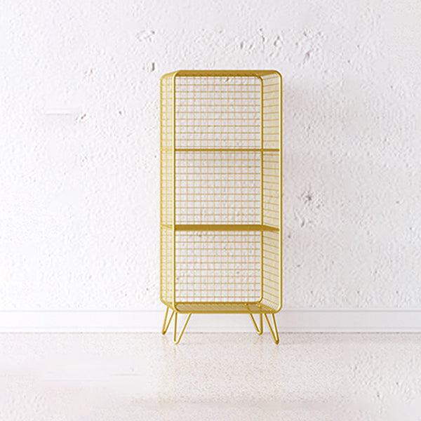 Glam Style Metal Bookshelf Closed Back Standard Shelf Bookcase for Home