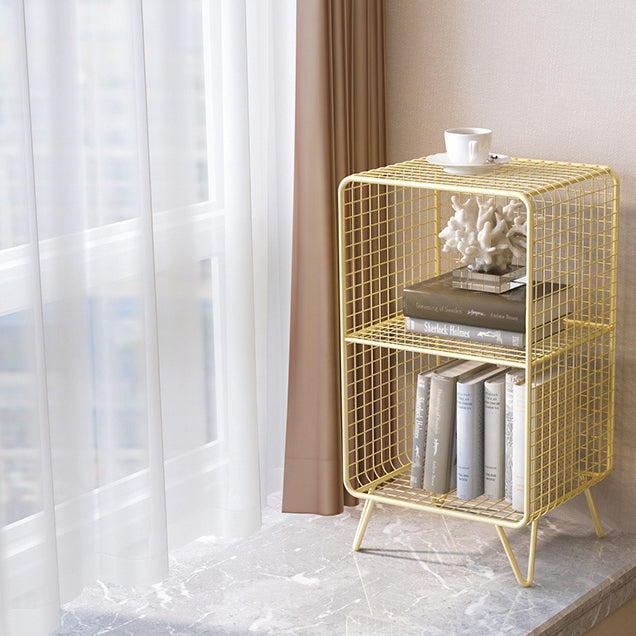 Glam Style Metal Bookshelf Closed Back Standard Shelf Bookcase for Home