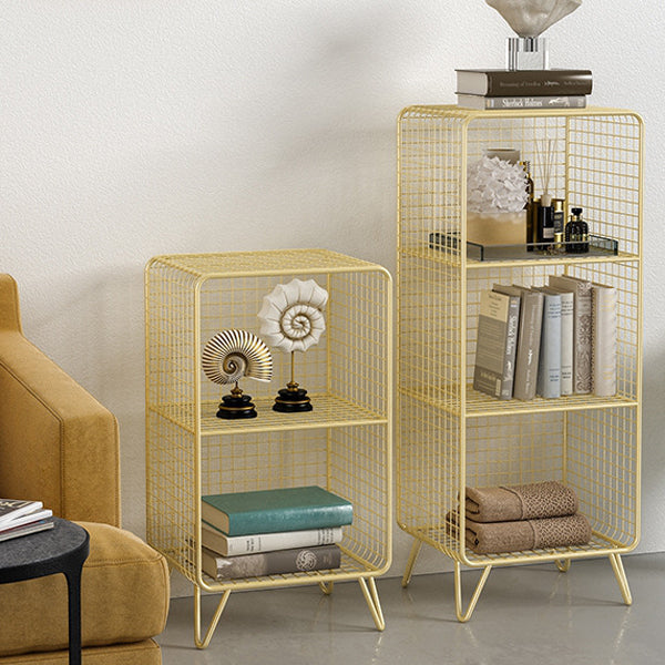 Glam Style Metal Bookshelf Closed Back Standard Shelf Bookcase for Home