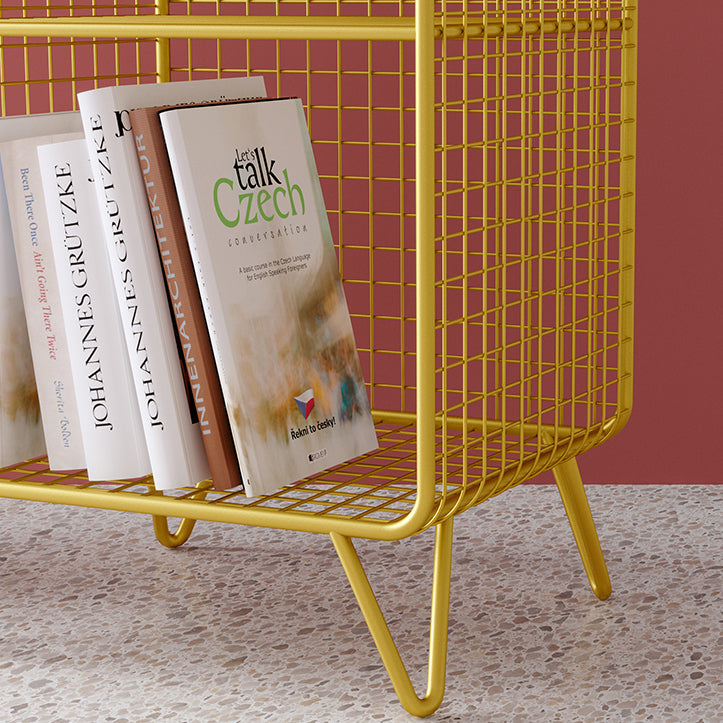 Glam Style Bookshelf Metal Standard Shelf Bookcase for Home Use