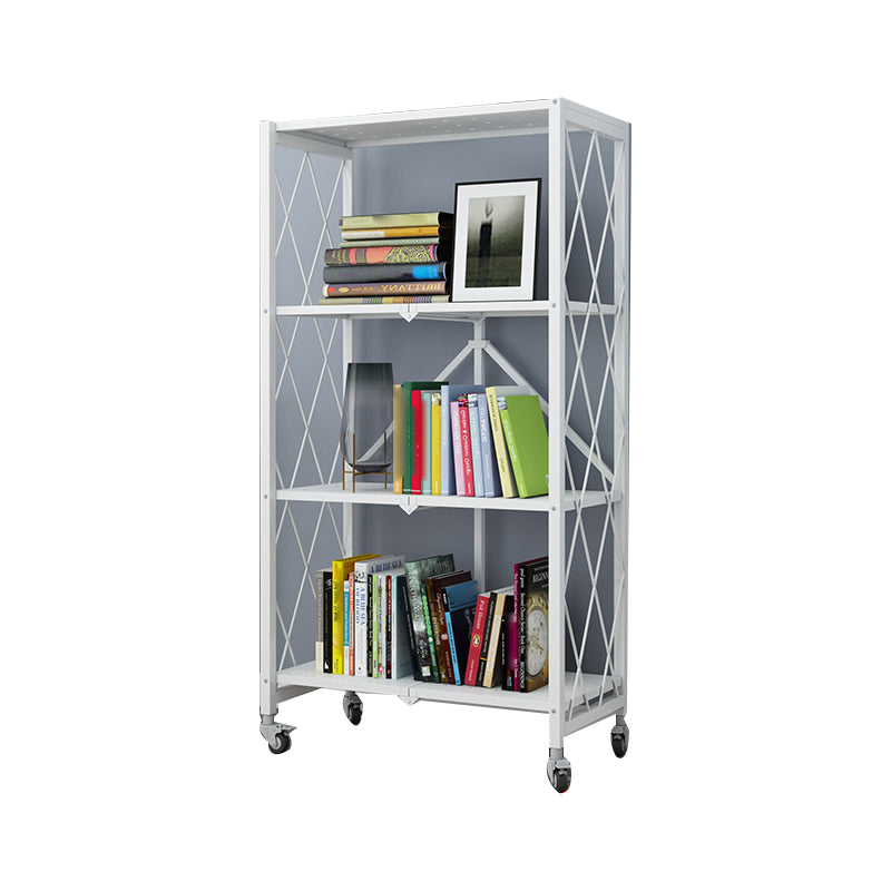 Industrial Folding Steel Etagere Bookshelf Open Bookshelf with Caster Wheels