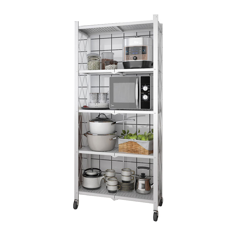Industrial Folding Steel Etagere Bookshelf Open Bookshelf with Caster Wheels
