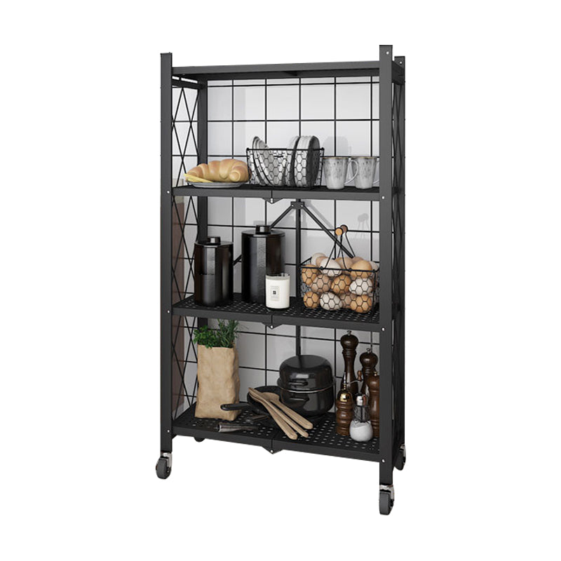 Industrial Folding Steel Etagere Bookshelf Open Bookshelf with Caster Wheels