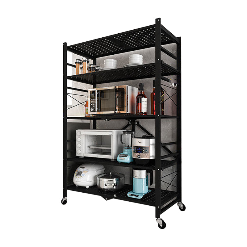 Industrial Folding Steel Etagere Bookshelf Open Bookshelf with Caster Wheels