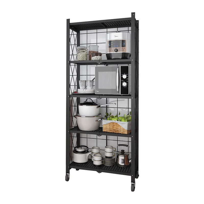 Industrial Folding Steel Etagere Bookshelf Open Bookshelf with Caster Wheels
