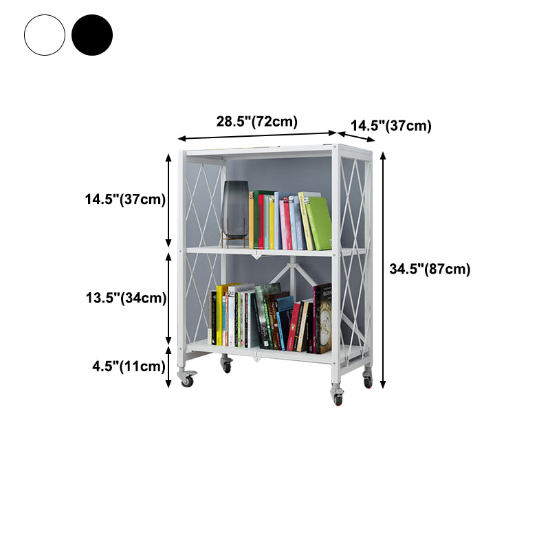 Industrial Folding Steel Etagere Bookshelf Open Bookshelf with Caster Wheels