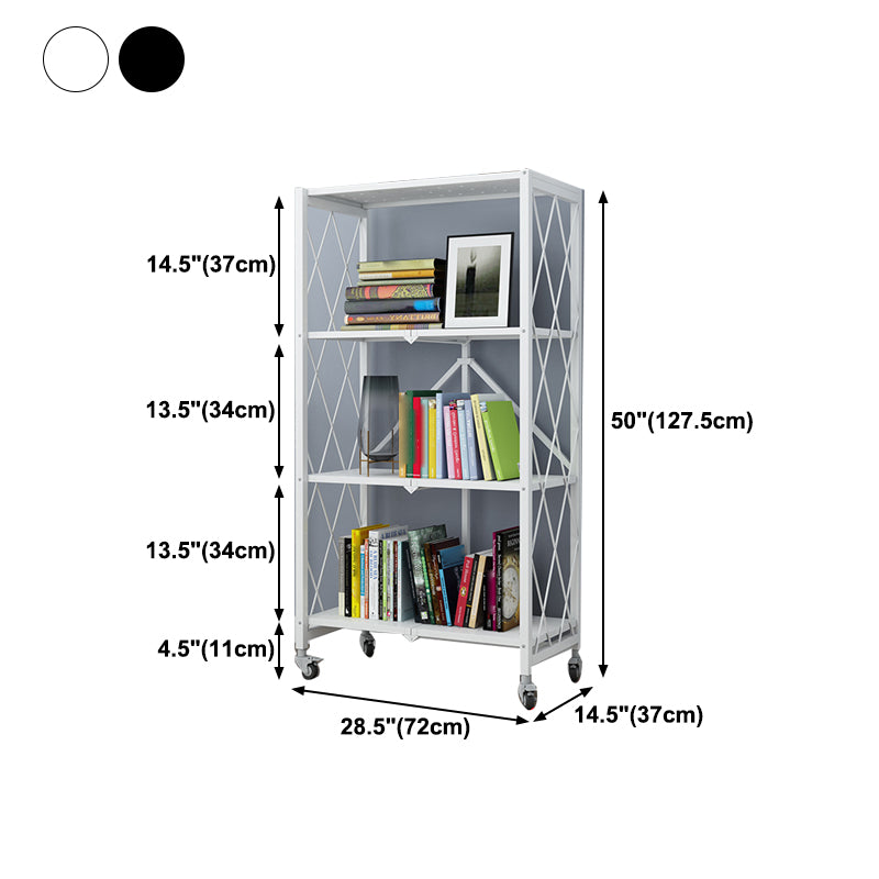 Industrial Folding Steel Etagere Bookshelf Open Bookshelf with Caster Wheels
