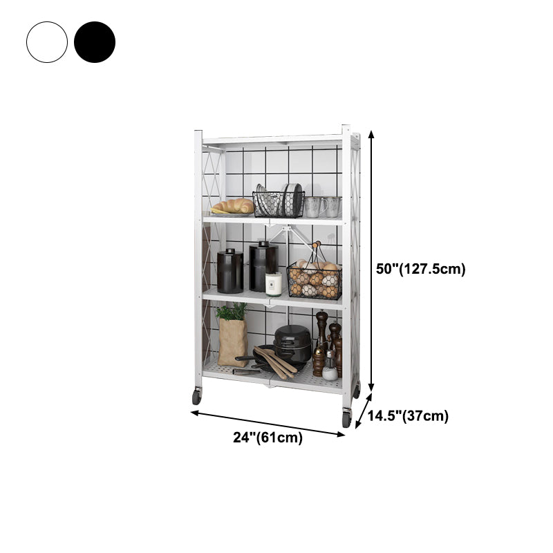 Industrial Folding Steel Etagere Bookshelf Open Bookshelf with Caster Wheels