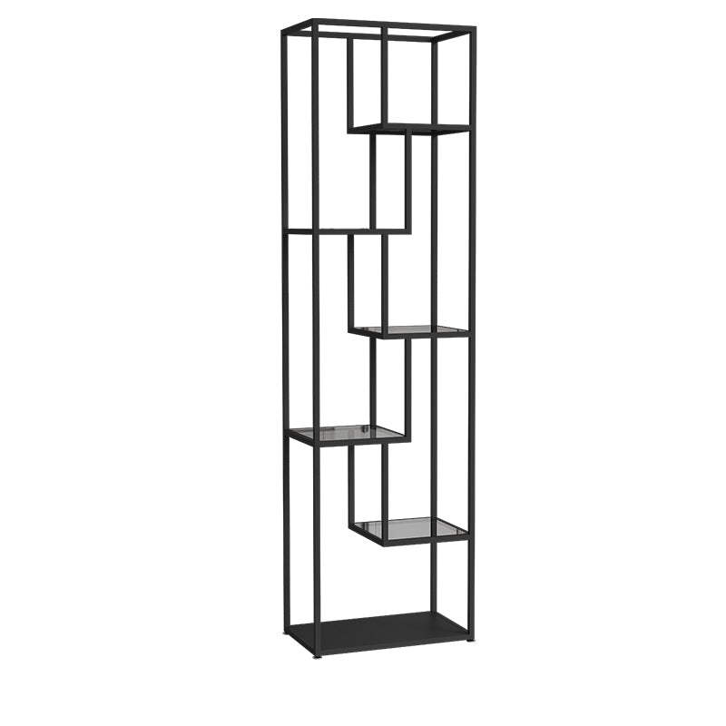 Industrial Open Back Bookshelf with Iron Frame Bookcase for Home Office