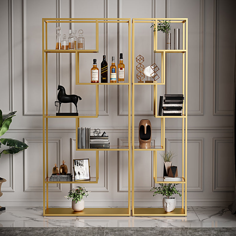 Industrial Open Back Bookshelf with Iron Frame Bookcase for Home Office