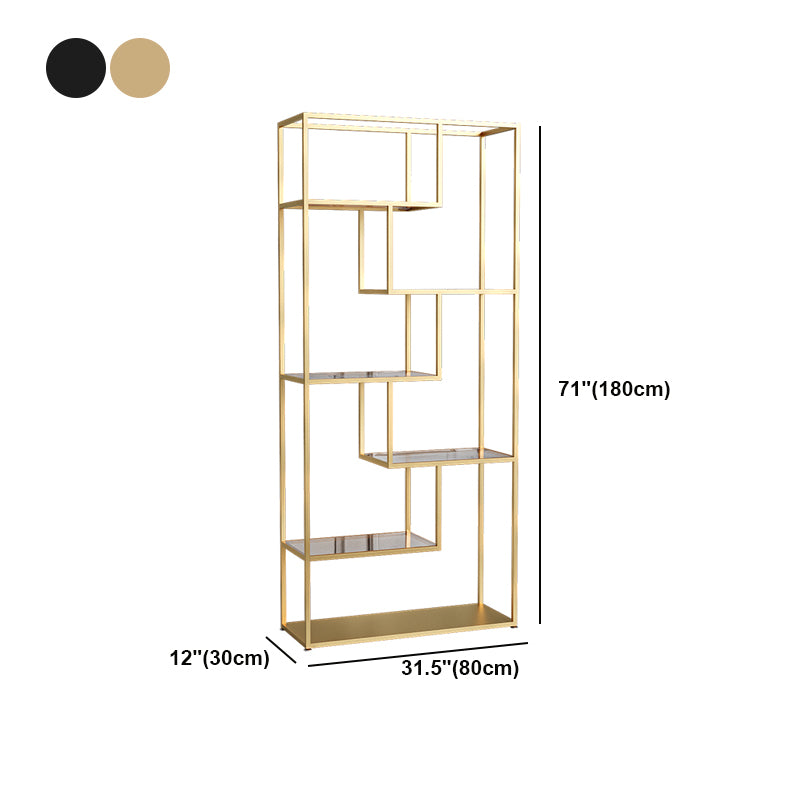 Industrial Open Back Bookshelf with Iron Frame Bookcase for Home Office