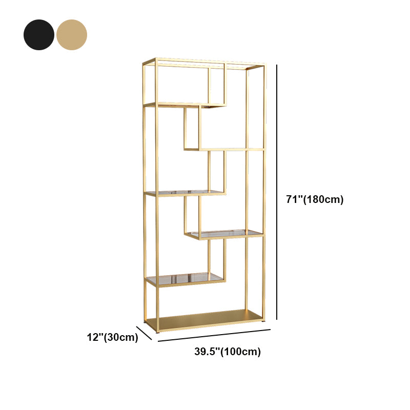 Industrial Open Back Bookshelf with Iron Frame Bookcase for Home Office