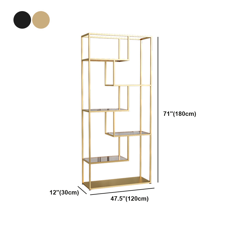 Industrial Open Back Bookshelf with Iron Frame Bookcase for Home Office