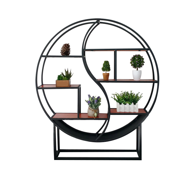 Modern Wall Mounted Bookshelf with Metal Frame Solid Wood Bookcase