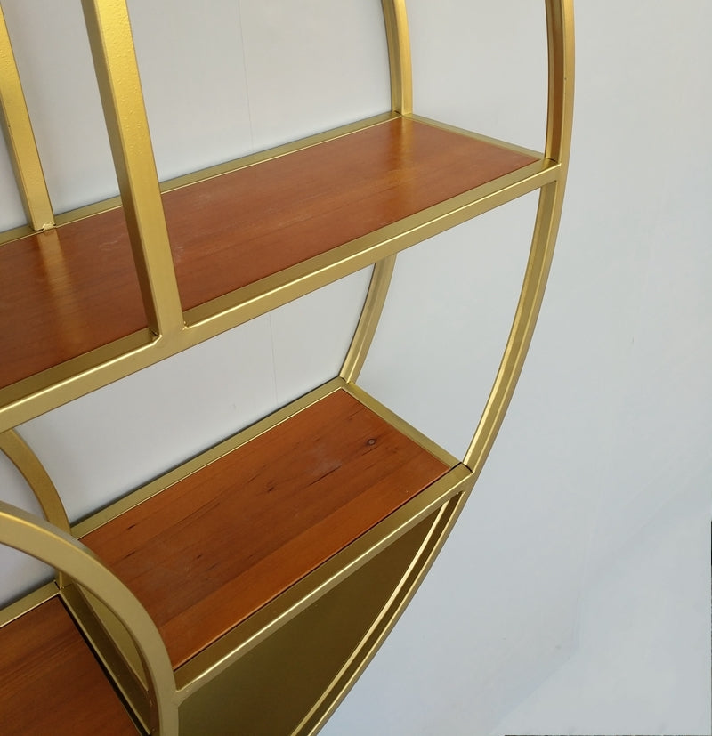 Modern Wall Mounted Bookshelf with Metal Frame Solid Wood Bookcase