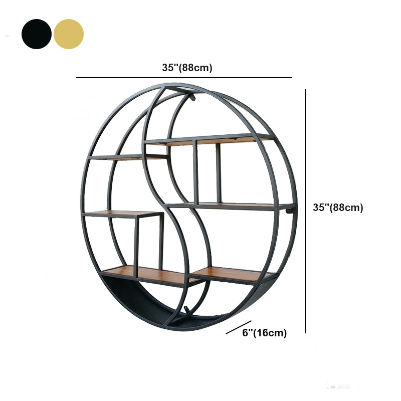 Modern Wall Mounted Bookshelf with Metal Frame Solid Wood Bookcase