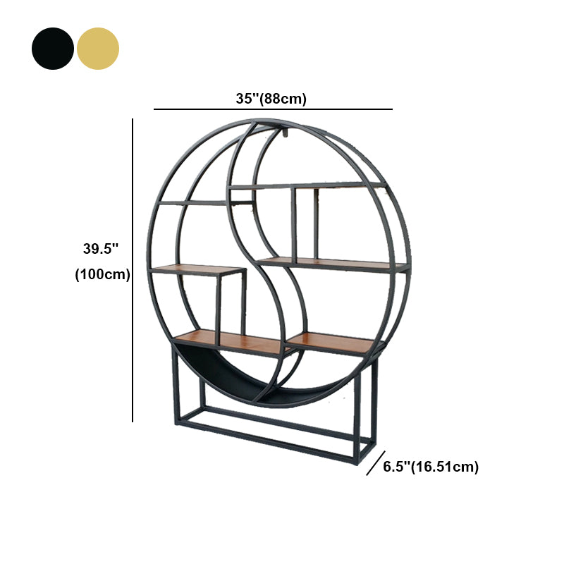 Modern Wall Mounted Bookshelf with Metal Frame Solid Wood Bookcase