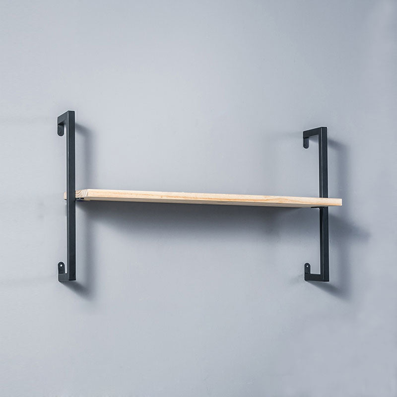 Contemporary Wall Unit Bookcase Metal Frame Pine Wood Shelf Bookshelf