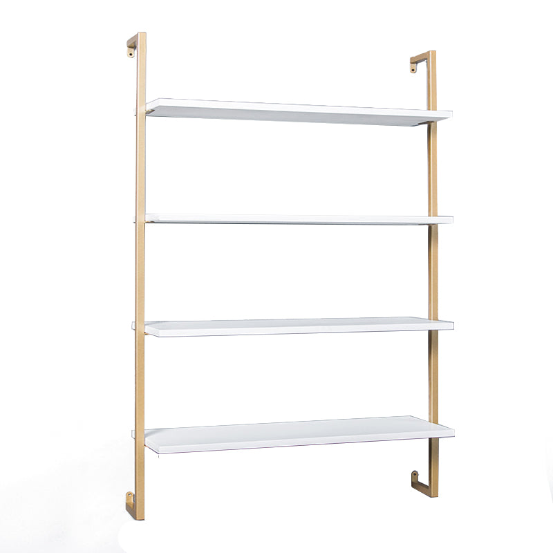 Contemporary Wall Unit Bookcase Metal Frame Pine Wood Shelf Bookshelf